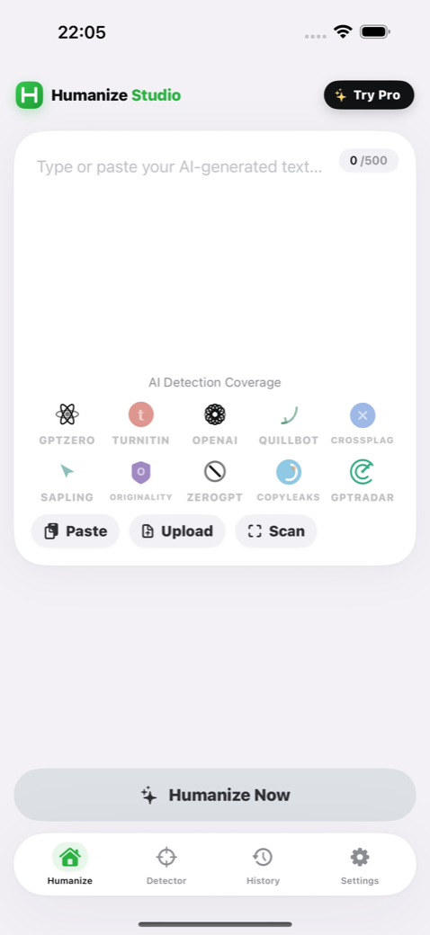 Humanize Studio on iPhone